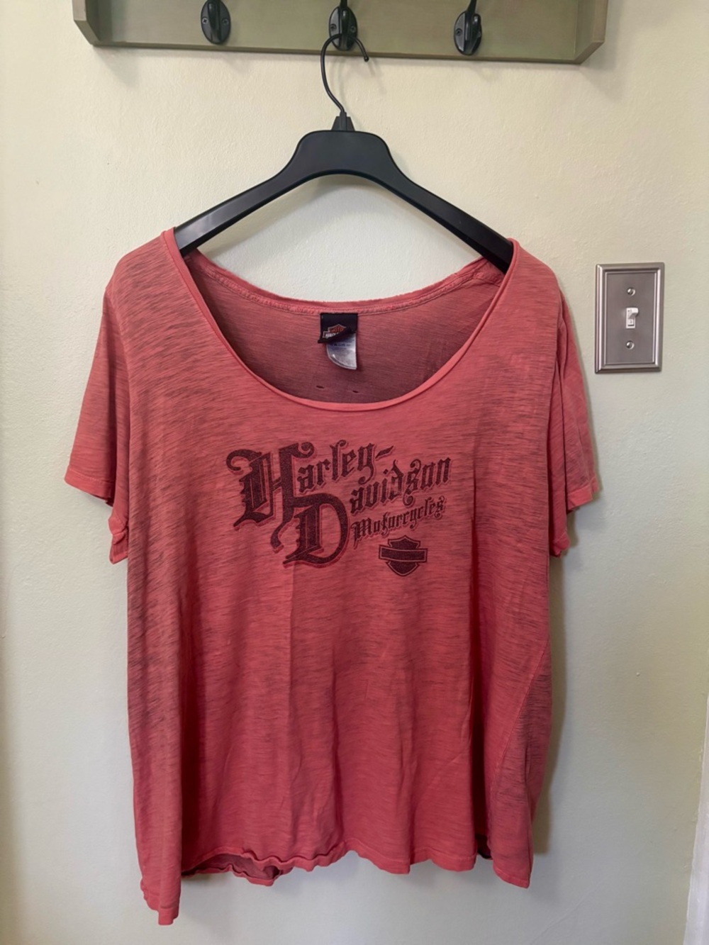 Harley-Davidson Women's Burn out Red Scoop Neck Graphic Tee